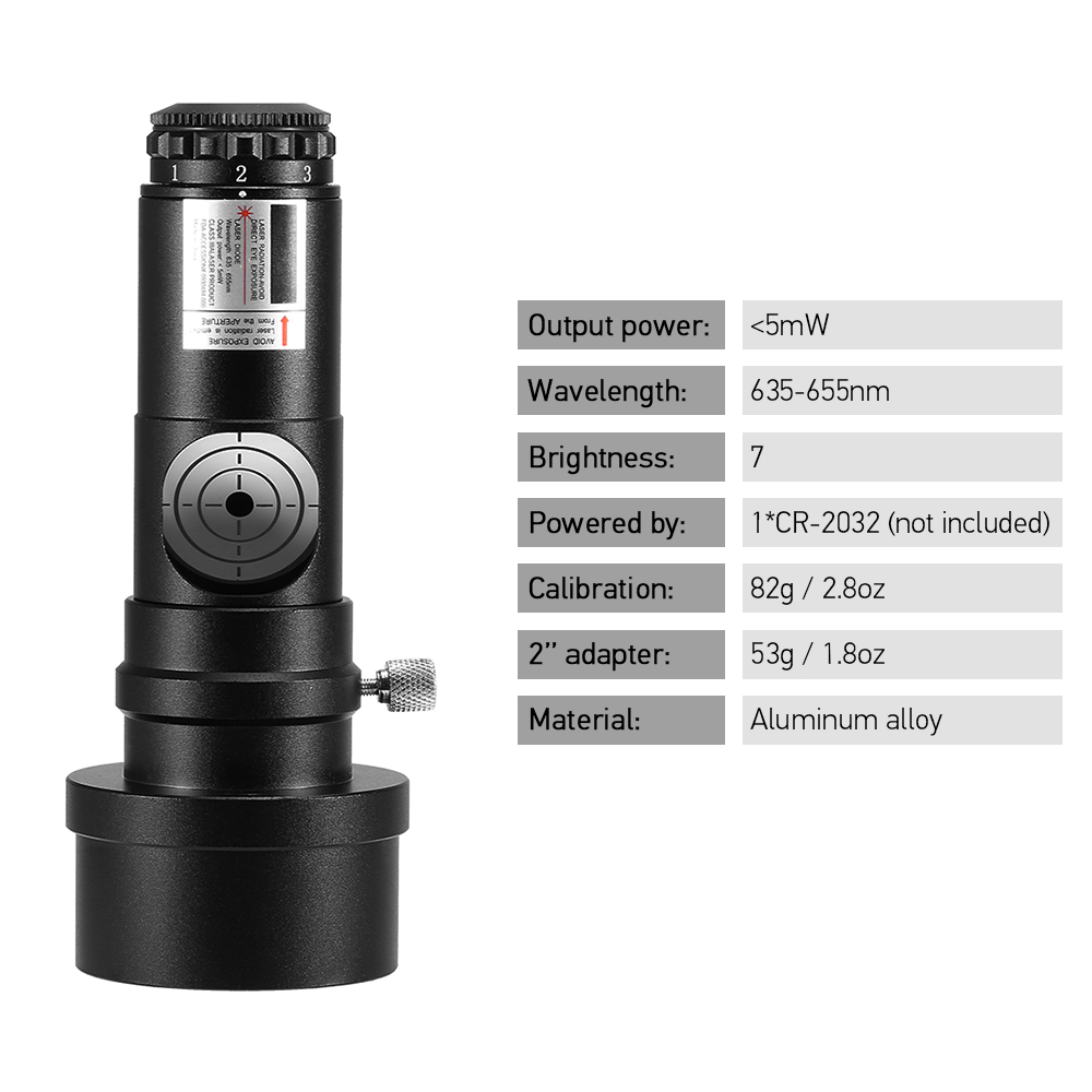 Bộ Chuẩn Trực Kính Thiên Văn Svbony 1.25" Bằng Tia Laser Màu Đỏ 7 Mức Sáng Với Đầu Chuyển Đổi 2inch