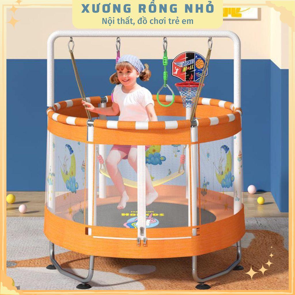 Sàn nhún, quây bóng, nhà bóng cho bé có xích đu, tay vịn kèm xà đơn bóng rổ vận động đường kính 1,5m