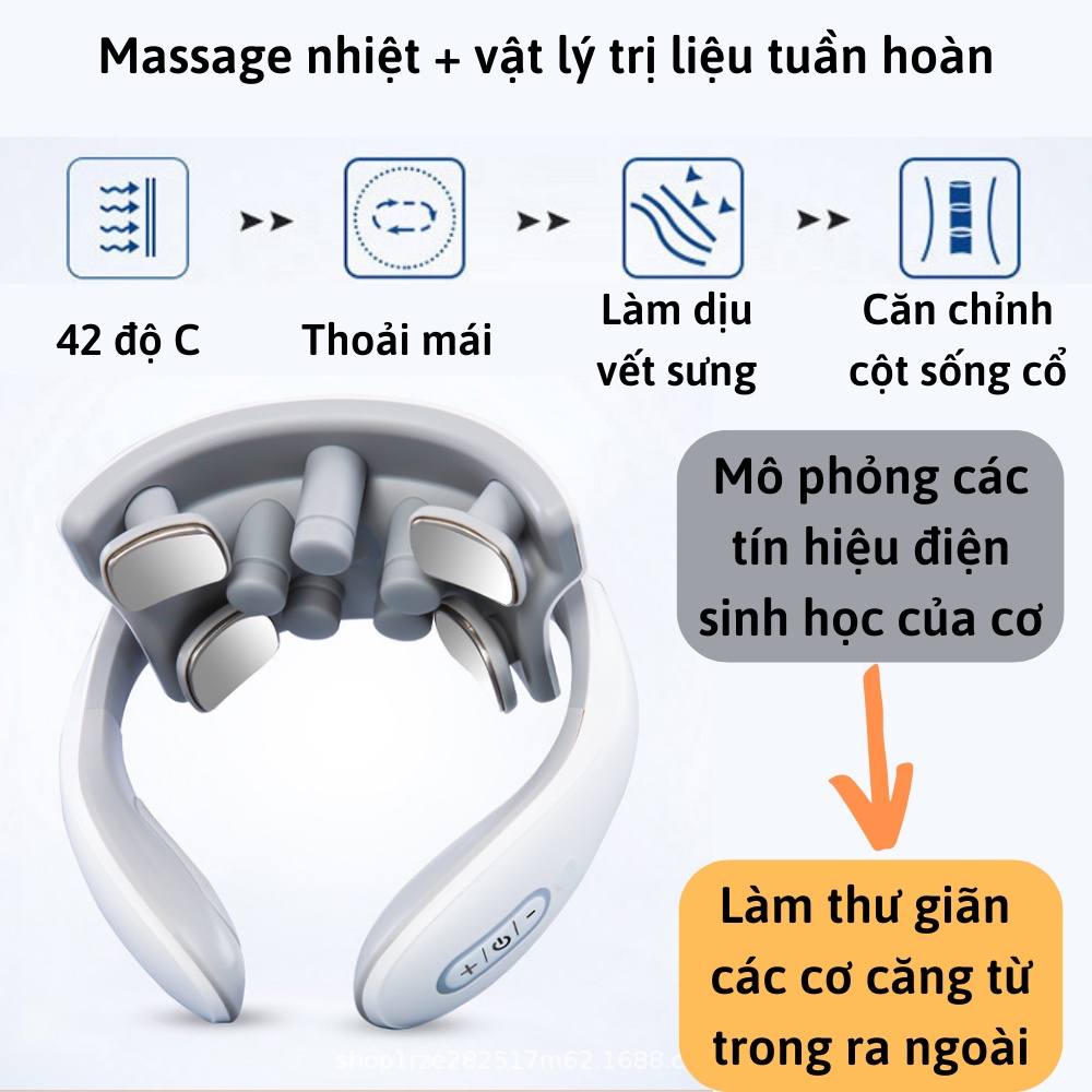 Máy massage cổ vai gáy ứng dụng công nghệ xung điện 5 chế độ và 15 cường độ Vibration Neck Massager