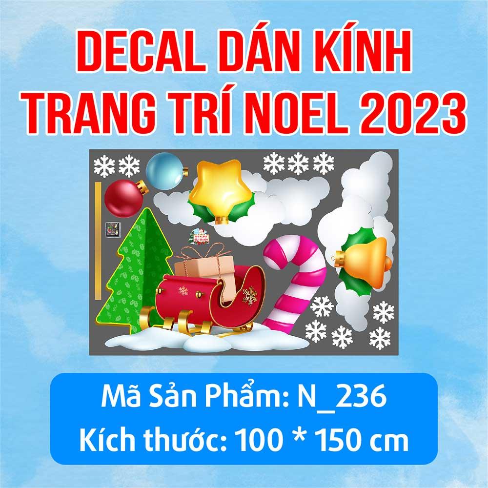 DECAL TRANG TRÍ GIÁNG SINH 2023 ĐOÀN TÀU ÔNG GIÀ NOEL ĐI PHÁT QUÀ