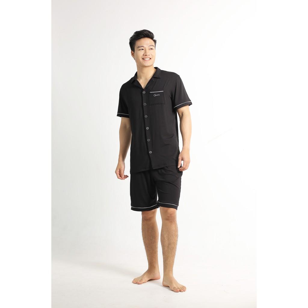 Pyjama nam cộc tay vải bamboo cao cấp Chou's - màu đen