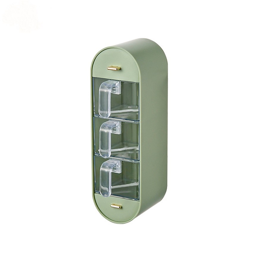 Hộp gia vị đa năng 3 ngăn kèm muỗng cách nhiệt gắn tường, hộp đựng gia vị sáng tạo cho nhà bếp