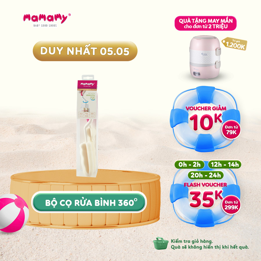 Bộ cọ rửa bình sữa quay 360 độ tiện lợi an toàn cho bé Mamamy