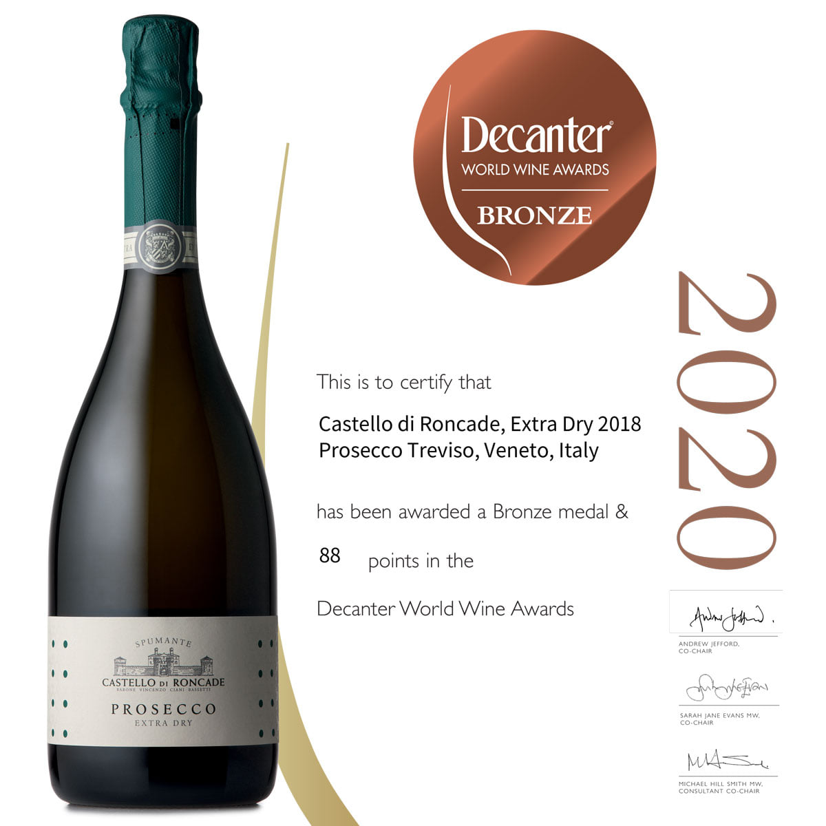 Rượu vang nổ,vang sủi tăm Castello di Roncade Prosecco DOC Extra Dry (Italia/ Ý )