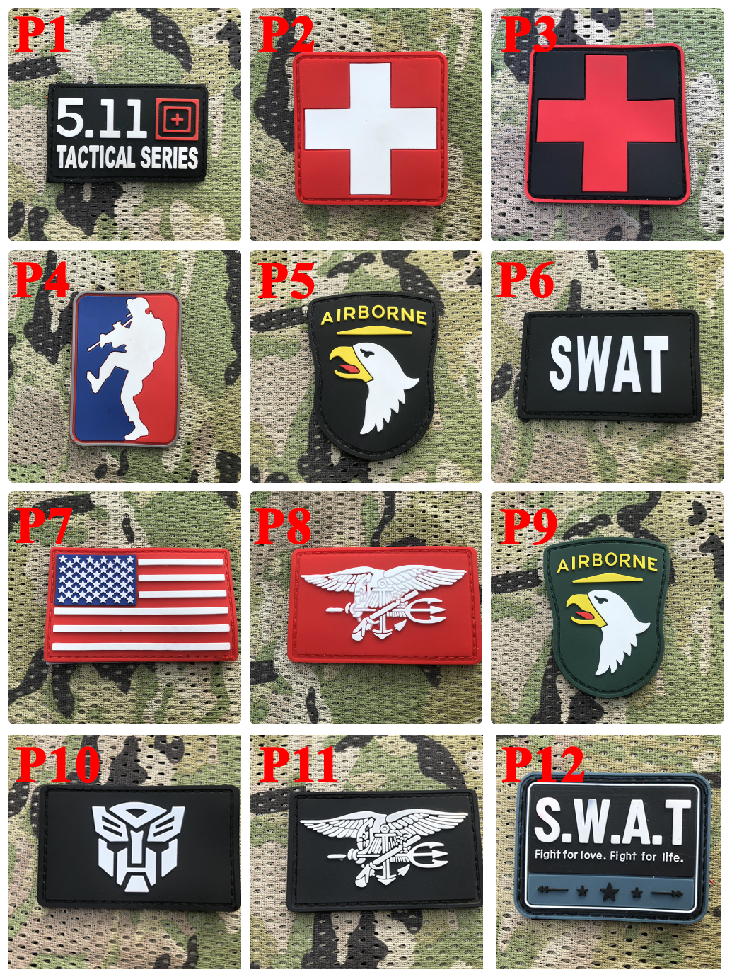 Tem dán patch velcro nhựa PVC dán trang trí ba lô, dán áo khoác lính, mũ lính