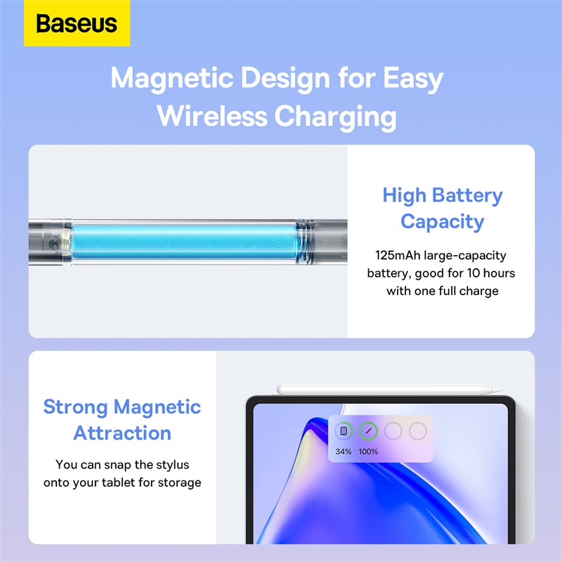 Bút Cảm Ứng Sạc Không Dây Baseus Smooth Writing 2 Series Wireless Charging Stylus (Active Version with active pen tip) (Hàng chính hãng)