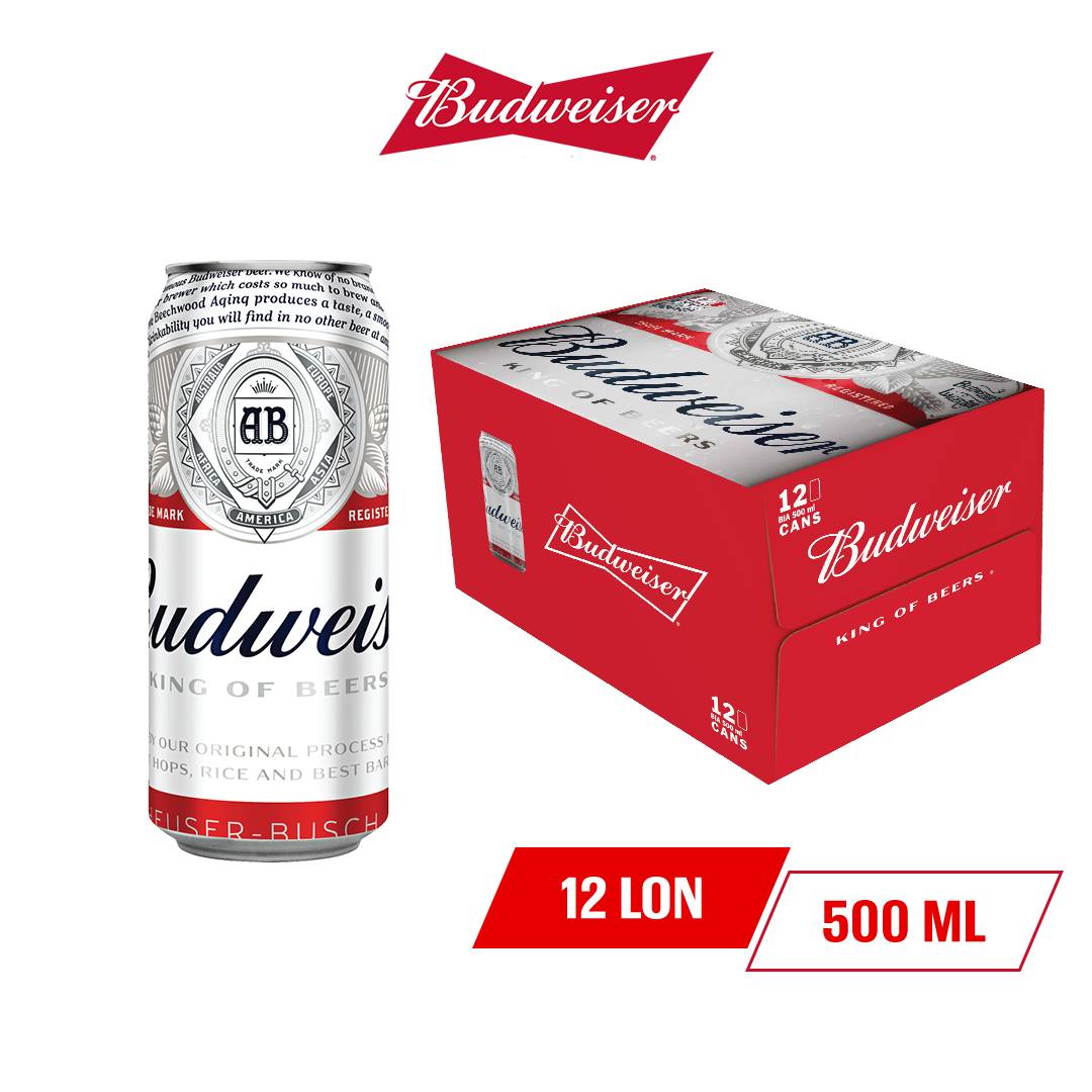 Thùng 12 Lon Bia Budweiser (500ml / Lon)