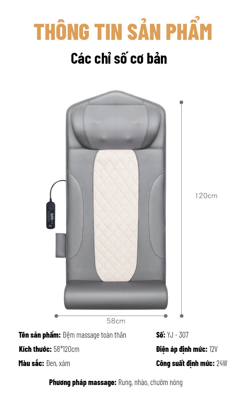 Nệm Massage Toàn Thân - Massage Cổ, Vai, Gáy - Massage Toàn Thân - Phiên Bản 2022 - Đệm Mát Xa Toàn Thân Hồng Ngoại, Động Cơ Mạnh Mẽ, Xoa Bóp Đúng Ký Thuật, Chăm Sóc Cột Sống Mỗi Ngày