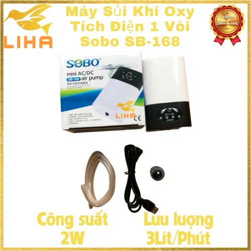 Máy Sủi Oxy Tích Điện 1 Vòi Sobo SB-168 - Phòng Cúp Điện Cho Hồ Cá