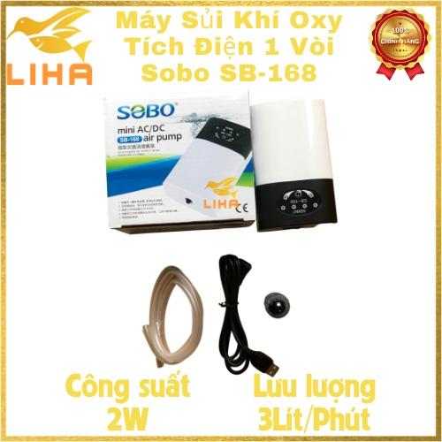 Máy Sủi Oxy Tích Điện 1 Vòi Sobo SB-168  - Phòng Cúp Điện Cho Hồ Cá