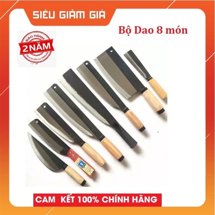 Bộ dao nhà bếp 8 món nhíp xe chặt cây - chặt xương - chặt gà - dao thái thịt