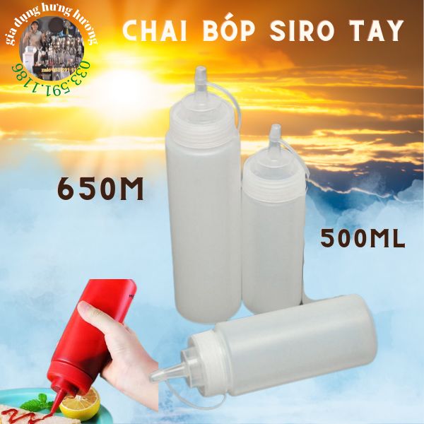 bình bơm siro tay cầm 500ml, 650ml