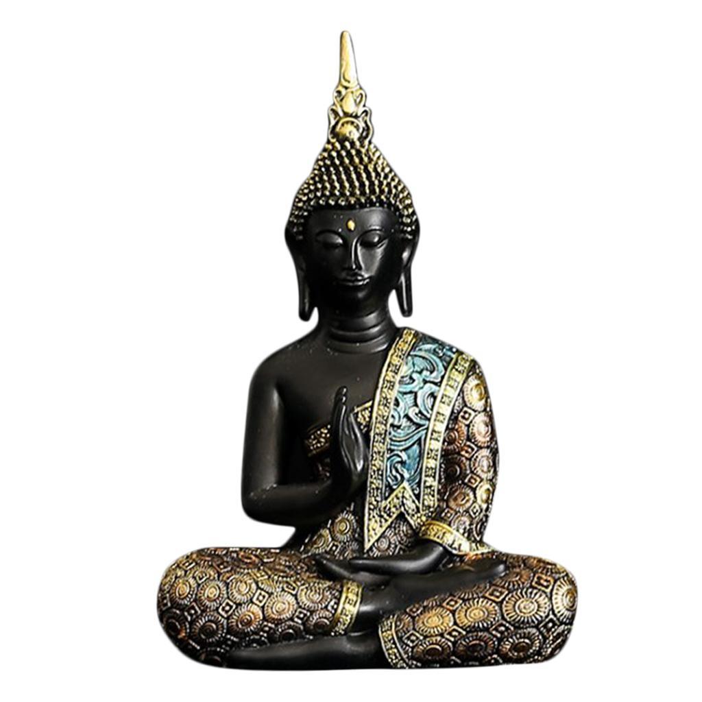 Thai Resin Buddha Meditating Statue Figurine Sculpture Ornaments  Office