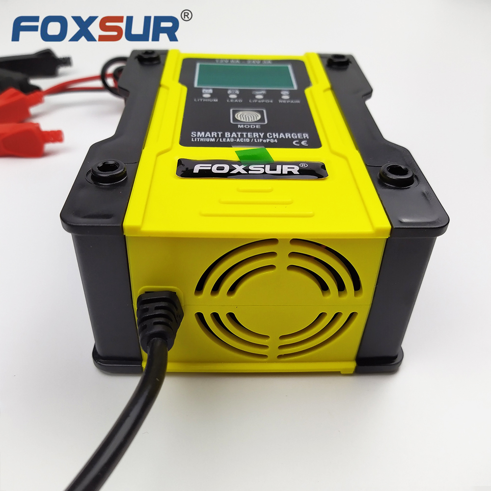 Bộ sạc Foxsur FBC122406D 6A sạc pin Lithium ion 18650, LiFePO4 pin sắt 32650, ắc quy axít chì 12V(6A) 24V(3A) 6Ah - 120AH