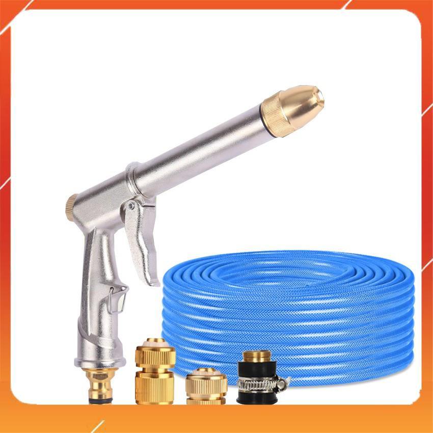 Vòi nước vòi phun nước rửa xe tưới cây tăng áp thông minh + bộ dây bơm nước cao cấp TLG 206810 đầu đồng,cút đồng