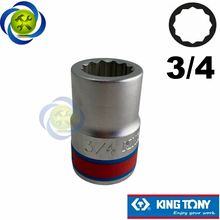 Tuýp 3/4 hệ inch đuôi 3/4 Kingtony 633024S loại ngắn 12 cạnh màu trắng 19,05mm