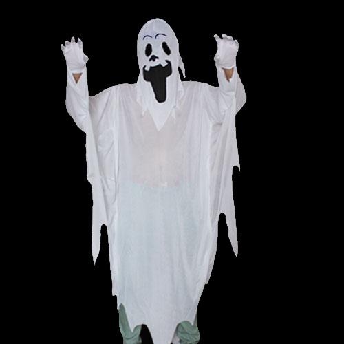 White Ghost Gown with Hoodie Mask and Gloves Child Halloween Costume