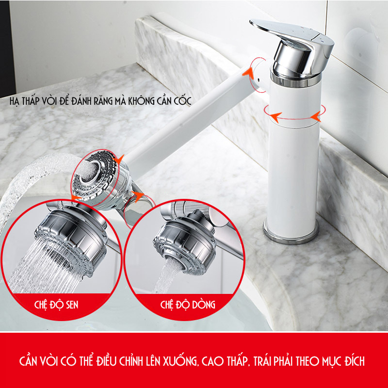 VÒI CHẬU RỬA MẶT LAVABO XOAY ĐA CHIỀU 360 ĐỘ SIÊU TIỆN DỤNG – XUẤT XỨ: Ý