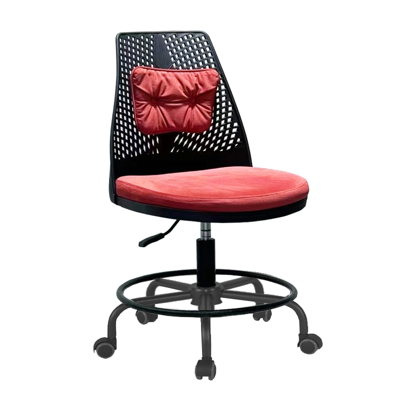 Ghế xoay học sinh nệm vải nhung màu đỏ CE1025-S Nội thất Capta Ghế ngồi học bài tại nhà nệm vải nhung màu đỏ khung lung nhựa PP màu đen chân xoay sắt sơn tĩnh điện màu đen