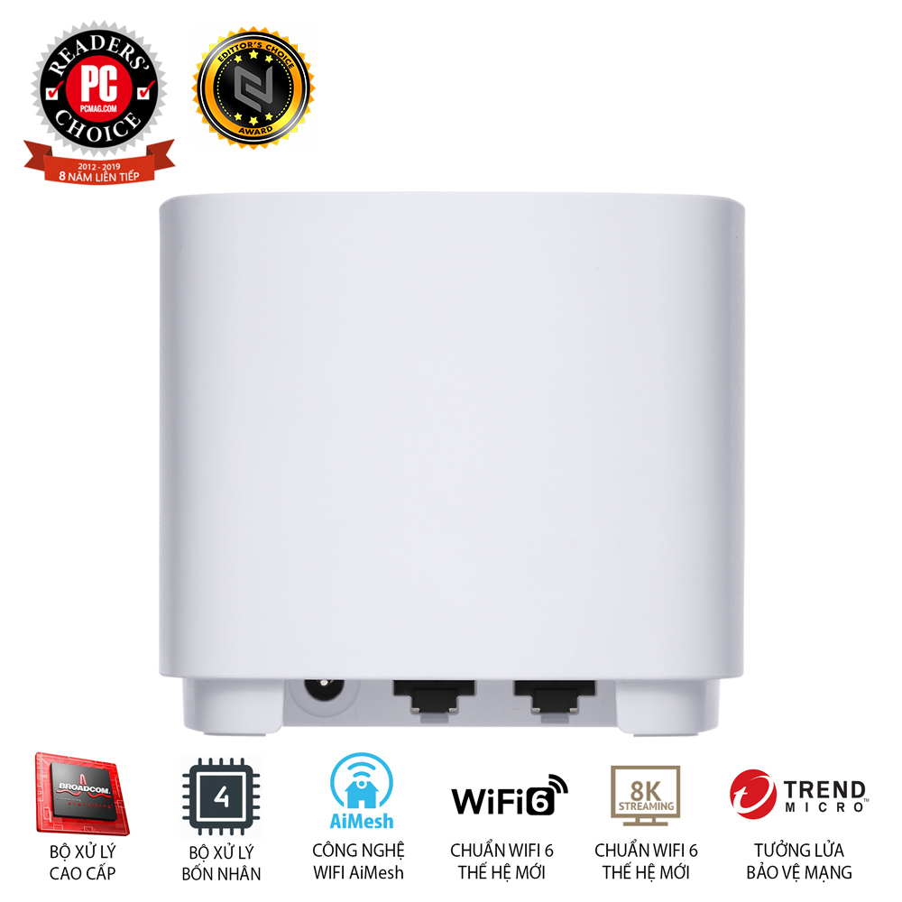 Hệ thống MESH WI-FI 6 ASUS XD4R (W-3-PK) Mini ZenWiFi AX1800 Băng Tần Kép - Hàng Chính Hãng