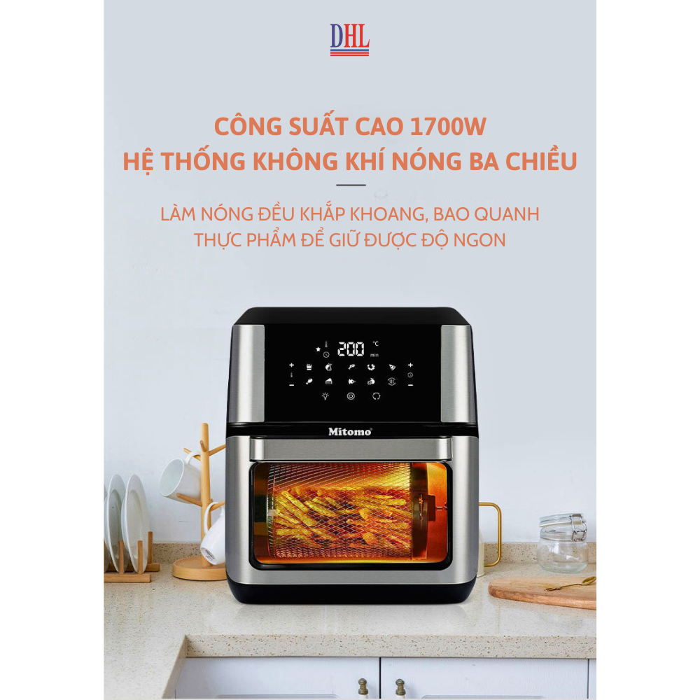 Nồi chiên không dầu Mitomo MTD-12LA, dung tích 12L công suất 1700W - Hàng chính hãng
