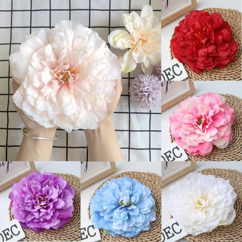 Đầu bông mẫu đơn lụa cao cấp,hoa hồng mẫu đơn 13cm