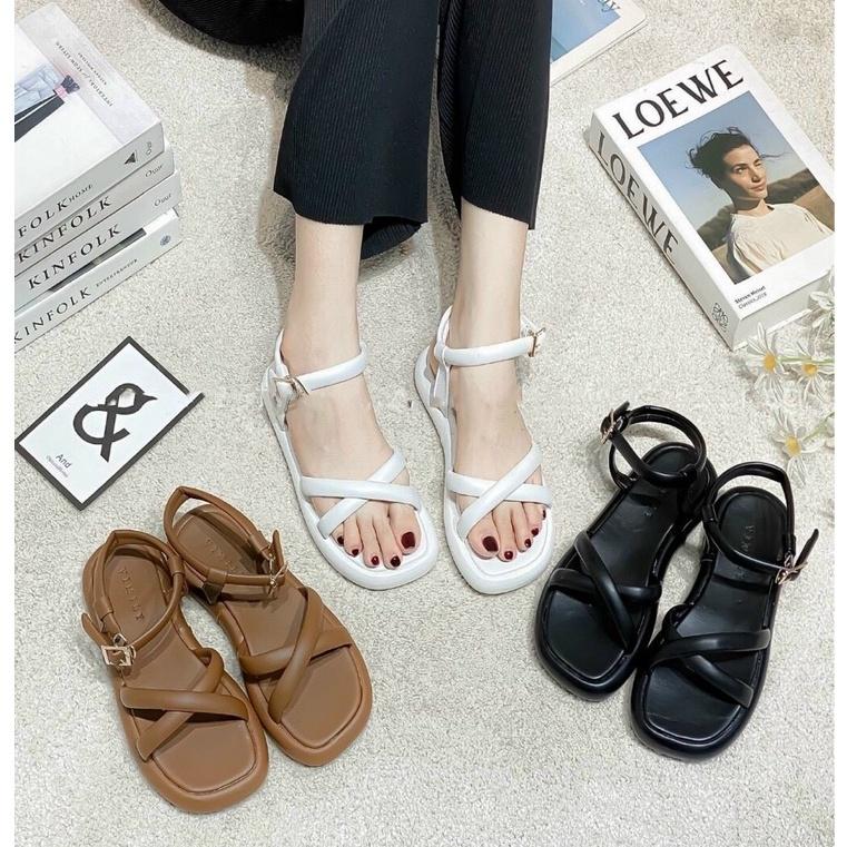 Dép Sandal nữ 2p đế bánh mì SANDAL QUAI CHÉO X siêu êm 3 màu