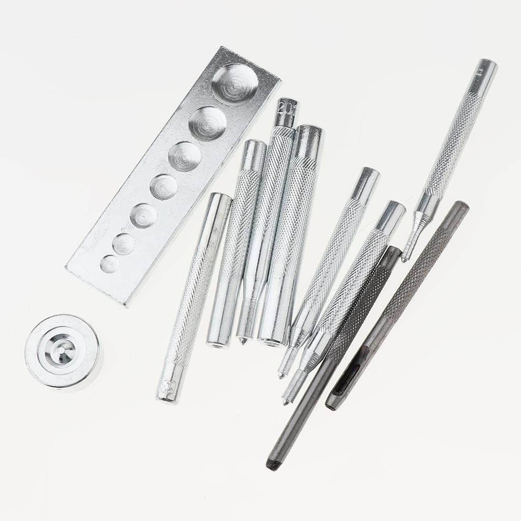 Die Punch Hole Snap Rivet Button Base Kit for DIY Leather Craft Tool 11Pcs