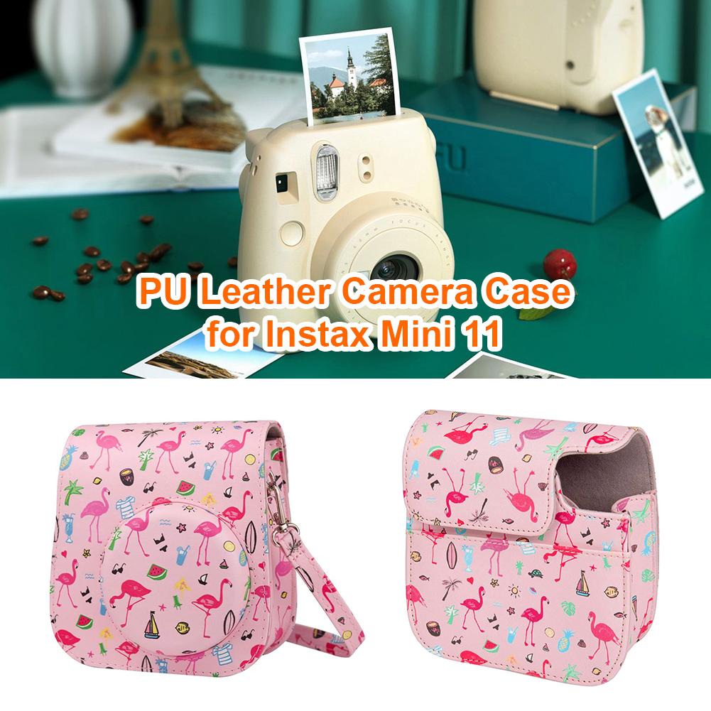 PU Leather Camera Case Protector Túi Túi Túi tương thích Vỏ với dây đeo vai mềm cho Fujifilm Instax Mini 11 9 8 Màu: Set Brown 256Pockets