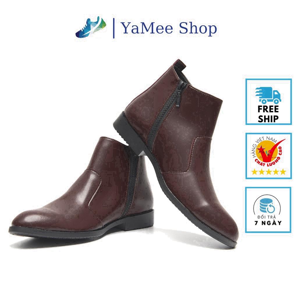 Giày chelsea boots nam, cổ khóa, đế khâu chắc chắn-cb521 NÂU NHÁM