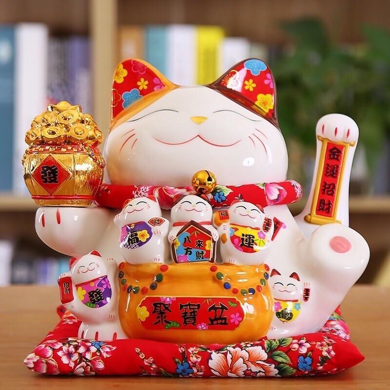 Mèo Thần Tài TM Bát tràng Thiên Kim Vạn Lượng - Mèo phong thuỷ