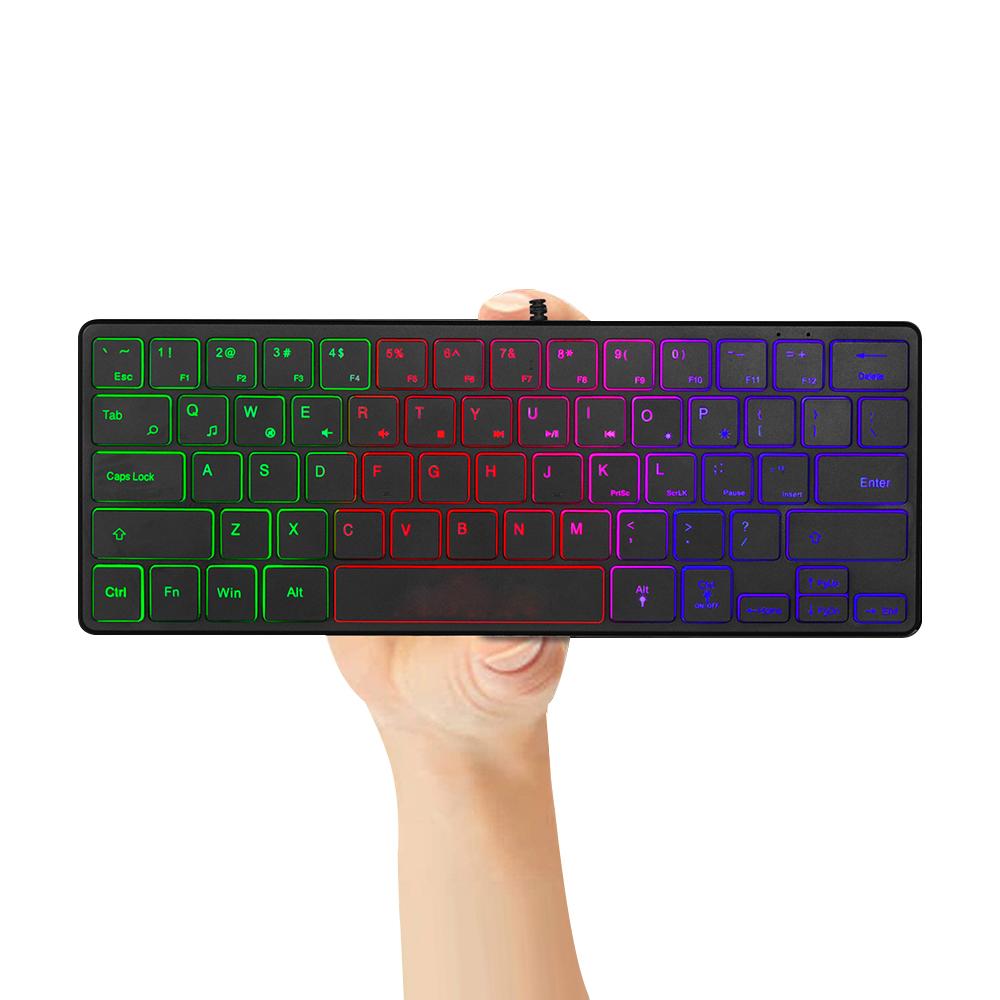 Portable Wired 64-key Keyboard Compact Film Keypad Lightweight Backlit Keyboard One Lighting Mode Plug N Play
