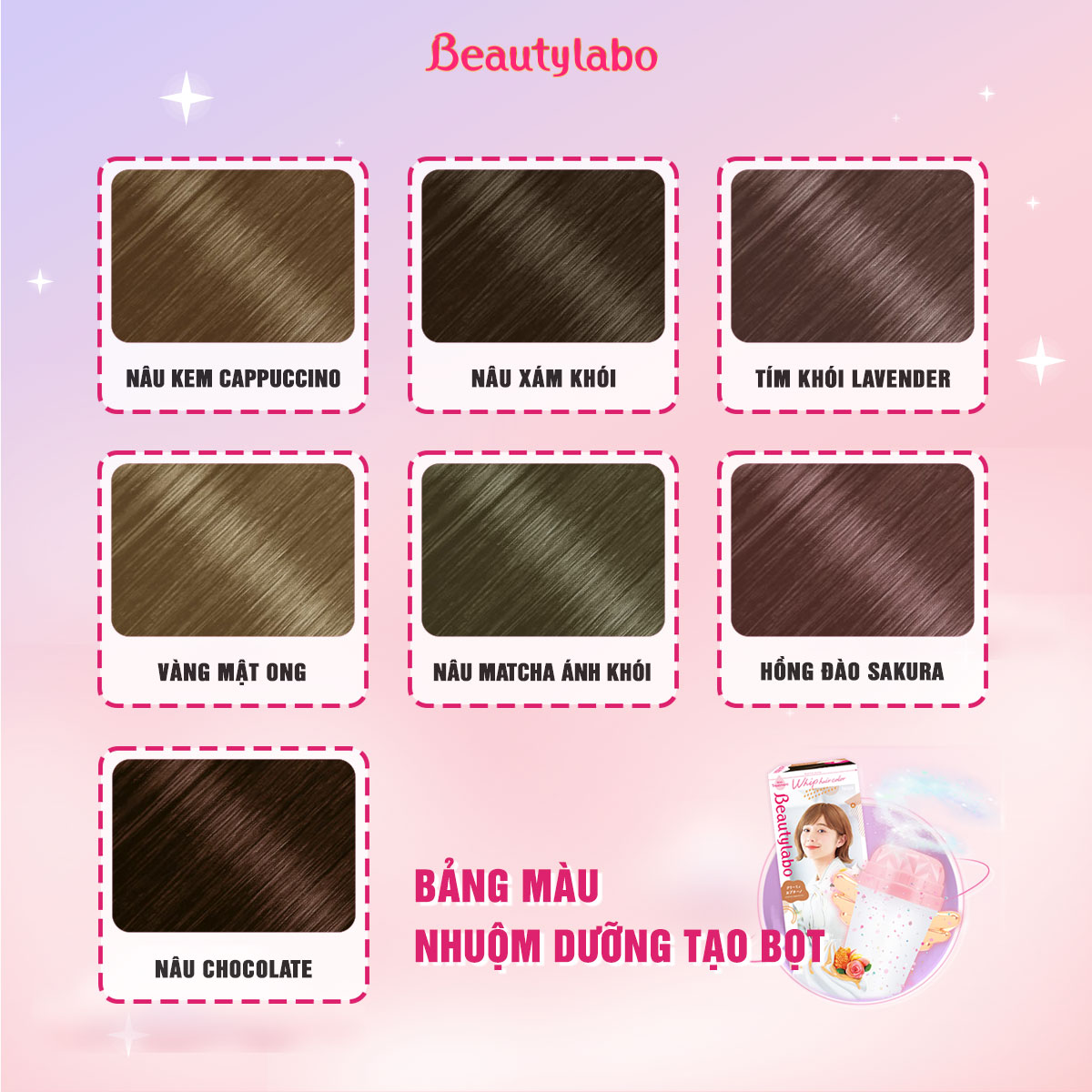 Thuốc nhuộm tóc tạo bọt Beautylabo – Whip Hair Color Nhật Bản