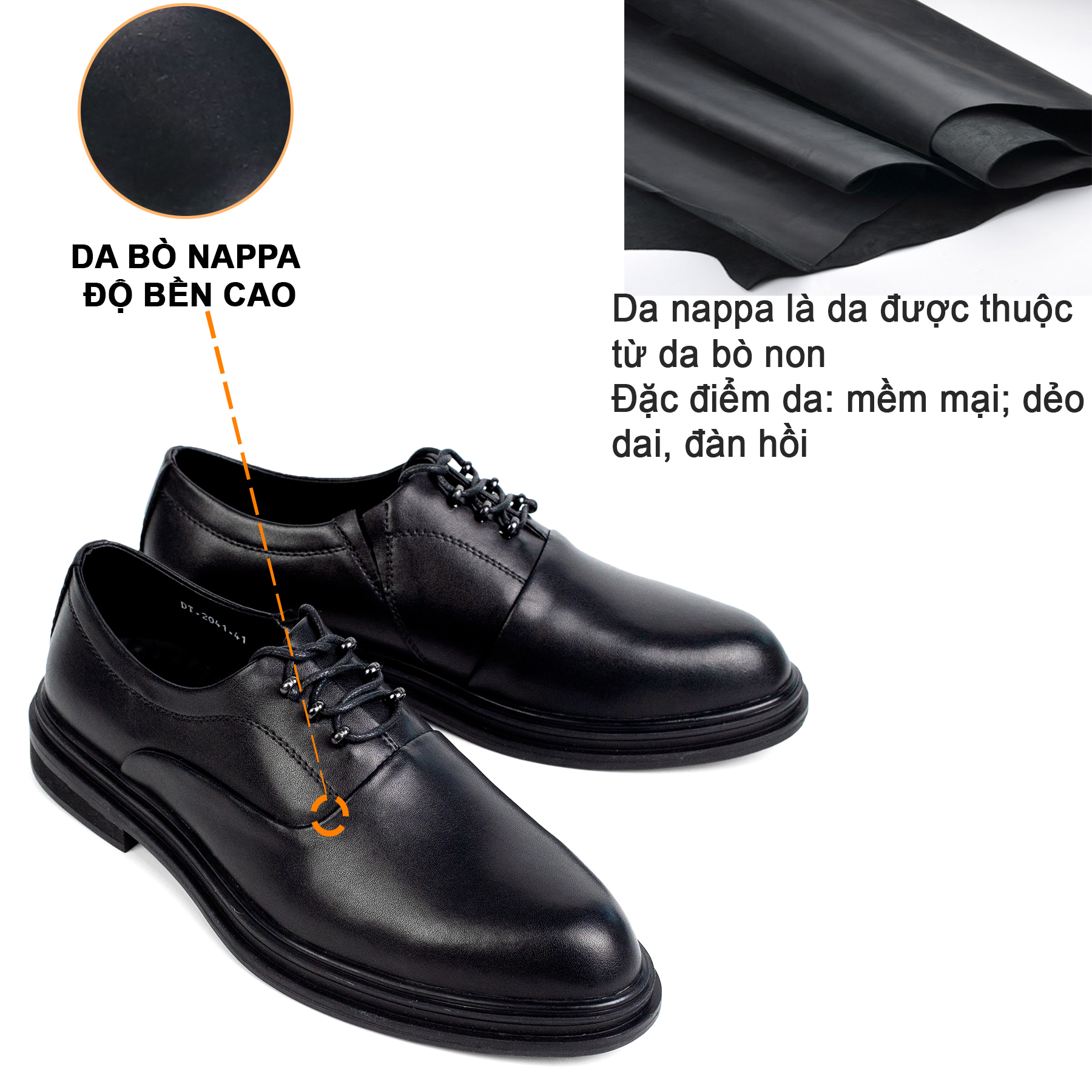 Giày da nam công sở đế cao Bụi Leather G123 - Da bò Nappa cao cấp - Phong cách trẻ trung năng động - Bảo hành 12 tháng