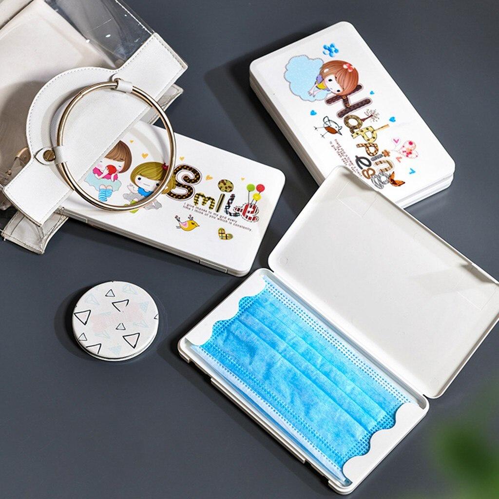 1PC Cute Printed Waterproof Flip Cover Mask Case Disposable Face Mask Storage Case Portable Folder Box Anti-moisture Mask Holder