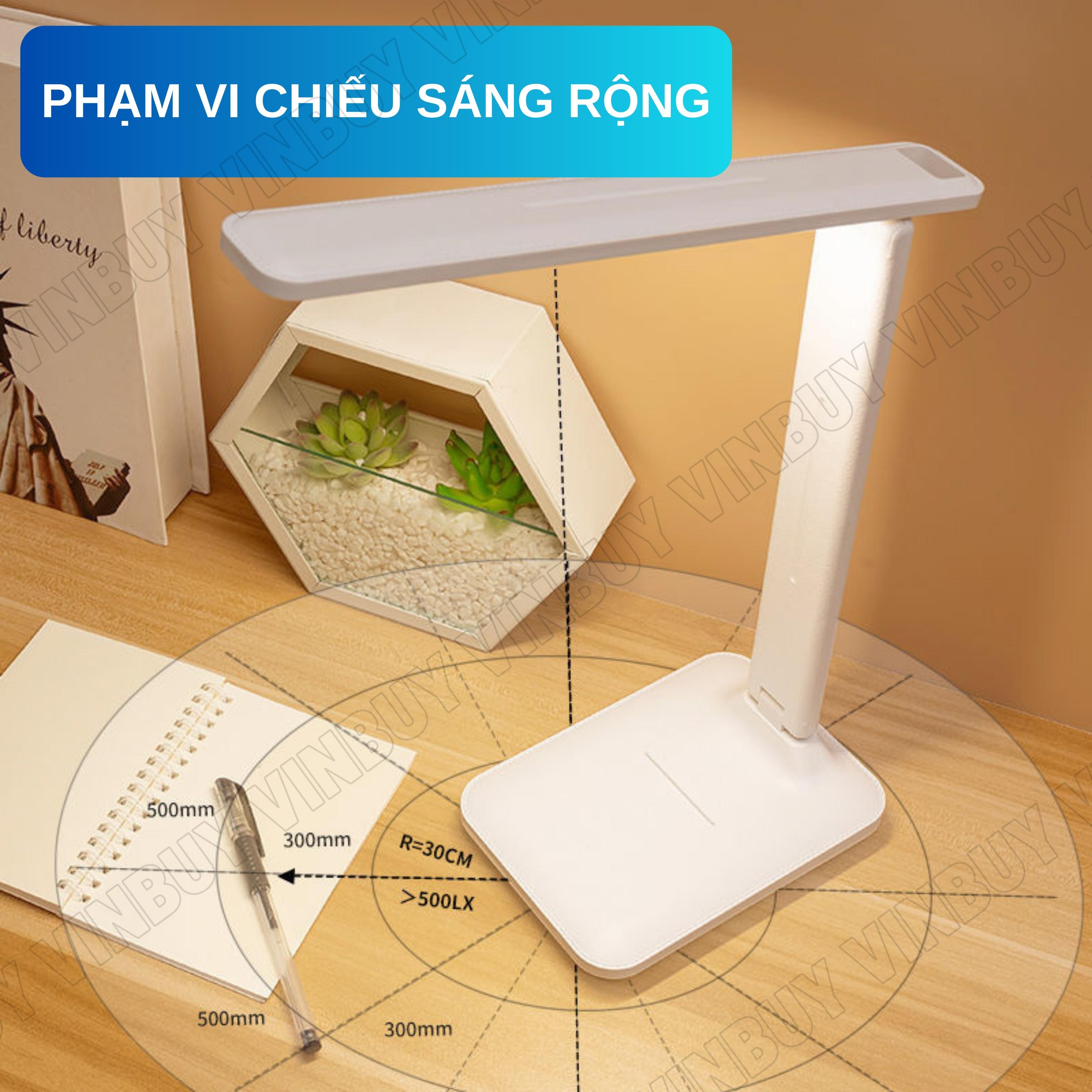 Đèn bàn học làm việc đọc sách chống cận, pin sạc tích điện led có thể gấp gọn – 03 chế độ ánh sáng bảo vệ mắt - Chính hãng VinBuy