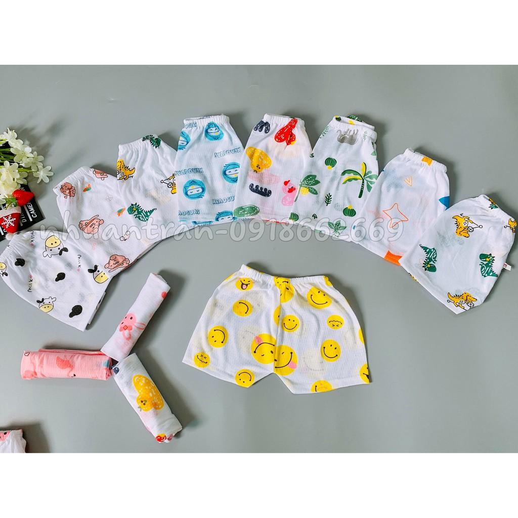 Set 10 quần cộc cotton giấy bé trai, bé gái 3-15kg