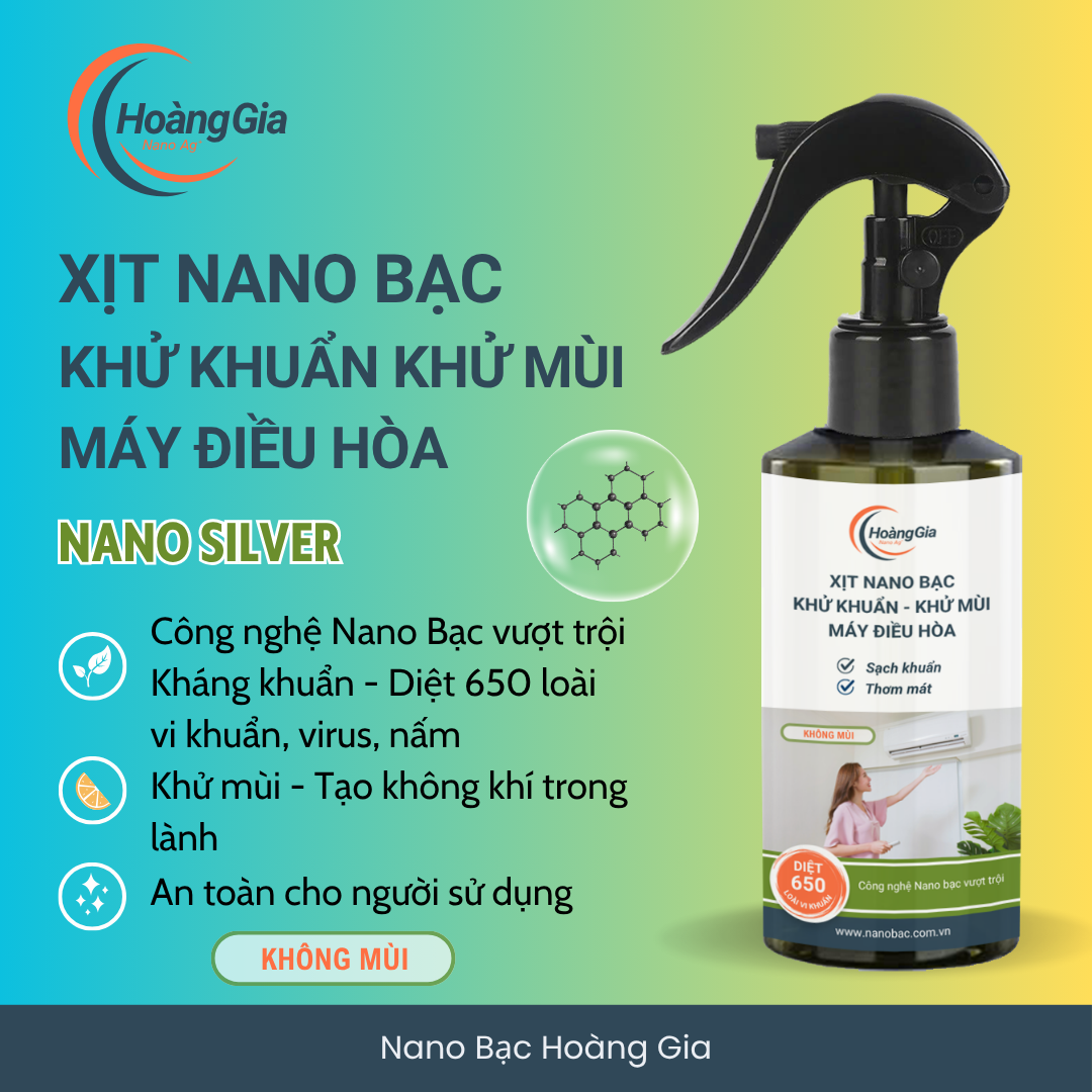 Dung Dịch Xịt Khử Mùi Khử Khuẩn Điều Hòa Máy Lạnh Nano Bạc Hoàng Gia 200ml - An Toàn &amp; Hiệu Quả