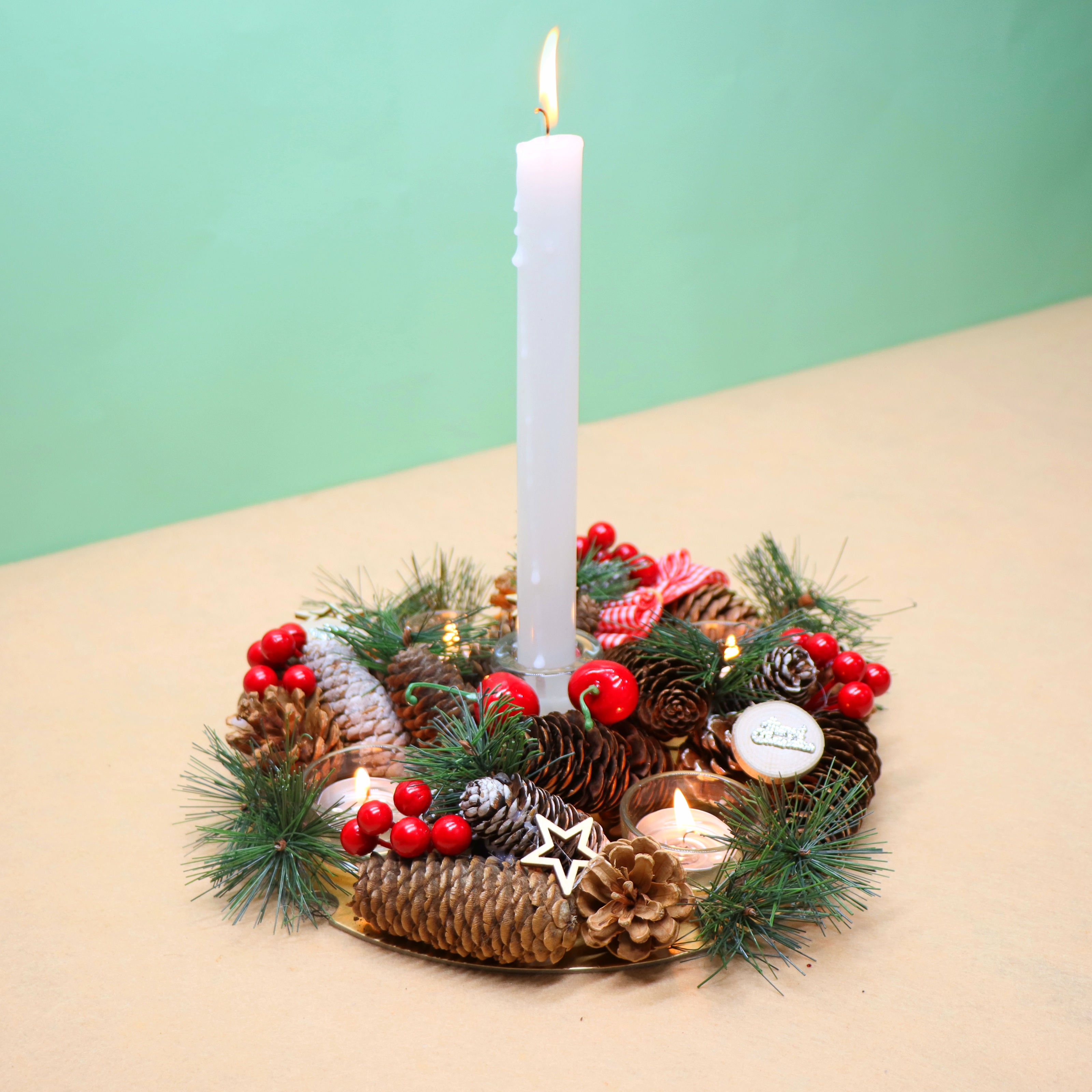 Khay để nến sang trọng NEN07  trang trí giáng sinh noel