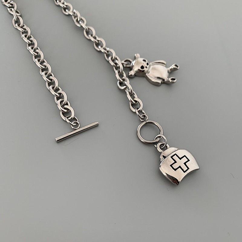Vòng Tay Lắc Tay Dạng Dây Chuỗi Thiết Kế Khóa Gài Gấu Bear Đơn Giản Cho Nam Và Nữ Titan Cuban - TIN Chain - Maxshopdoc