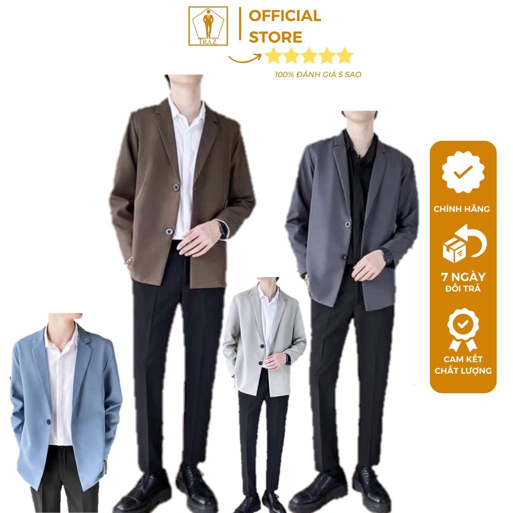 Áo Khoác Blazer Nam TRAZ Form Rộng Dài Tay Unisex Basic Chất Flannel Hàn Cao Cấp, Phong Cách Hàn Quốc, Vest