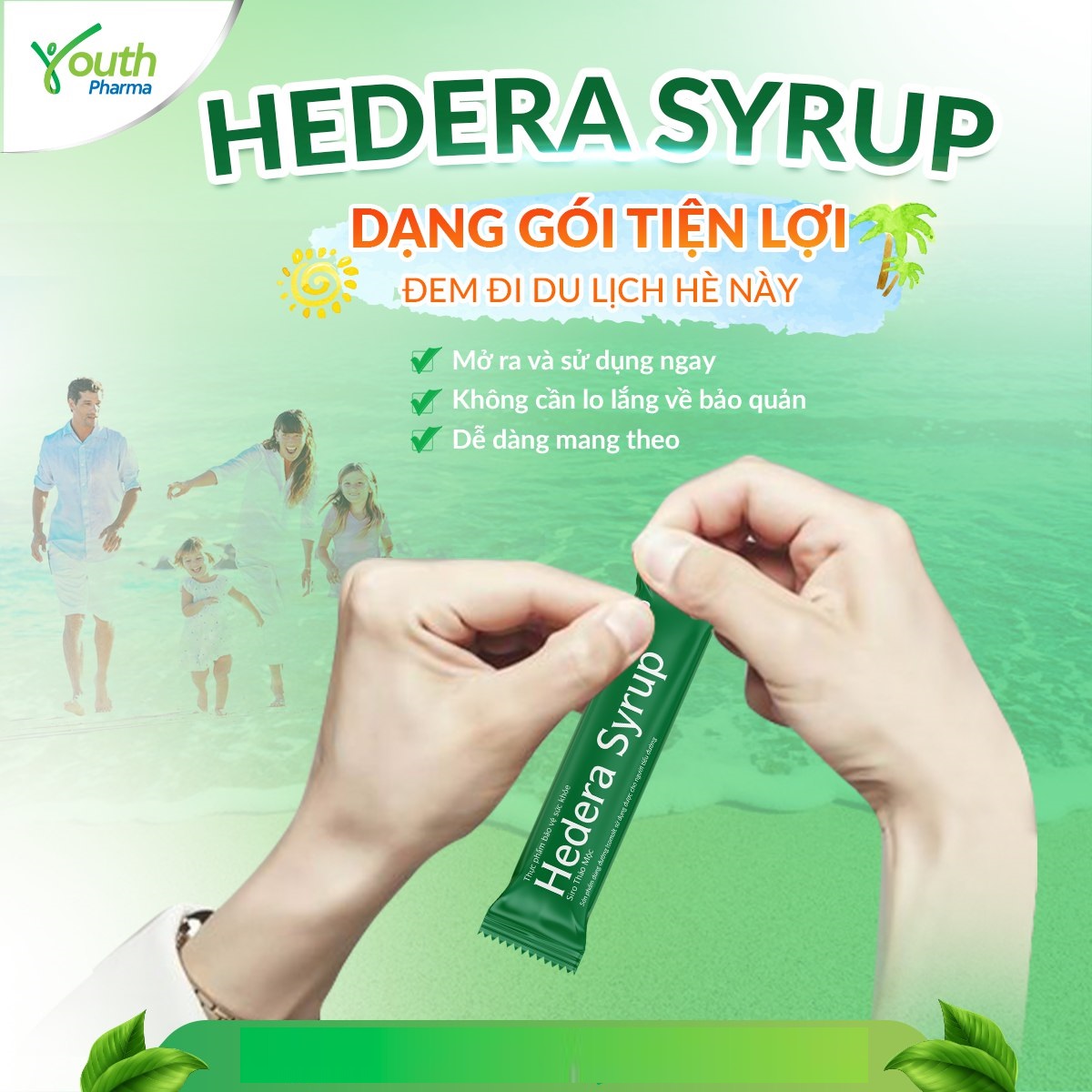 Siro Hedera Syrup Youth Pharma hỗ trợ giảm ho, giảm đờm - Gói 5ml