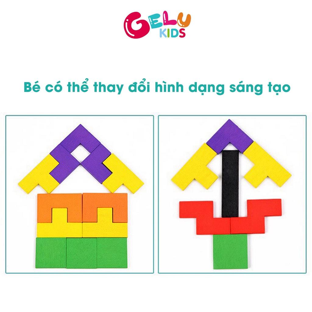 Đồ chơi xếp hình bằng gỗ, trò chơi xếp gạch Tetris phát triển tư duy cho trẻ - GLDC02