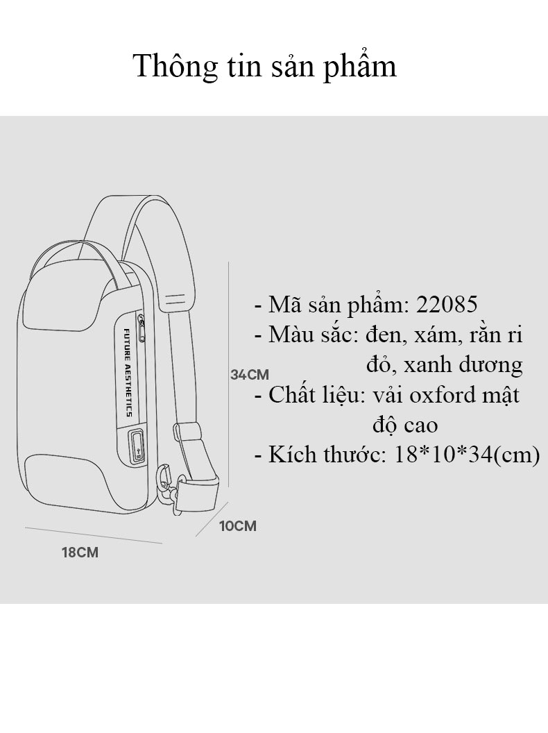 Túi đeo chéo nam phong cách thể thao mới tích hợp khóa chống trộm và chống thấm nước cao cấp