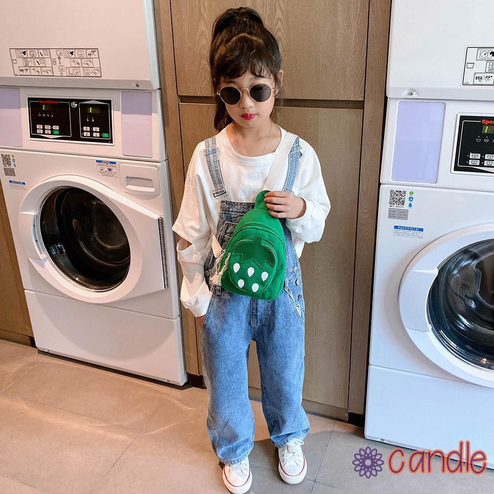 Túi Canvas Đeo Chéo In Hình Dâu Tây Dễ Thương Cho Nữ