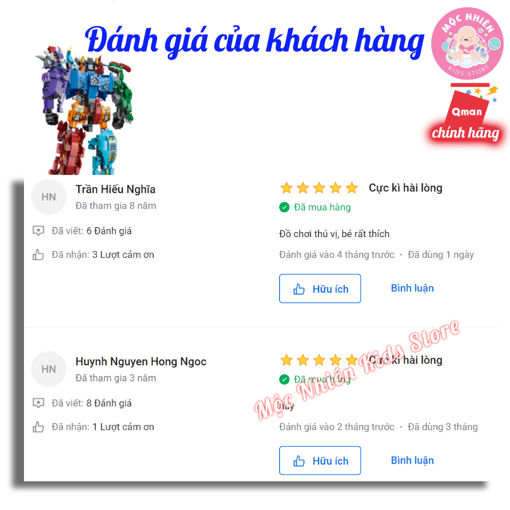 Đồ chơi lắp ráp xếp hình robot người máy Qman 1414 - Siêu Robot khủng long dành cho bé trên 6 tuổi