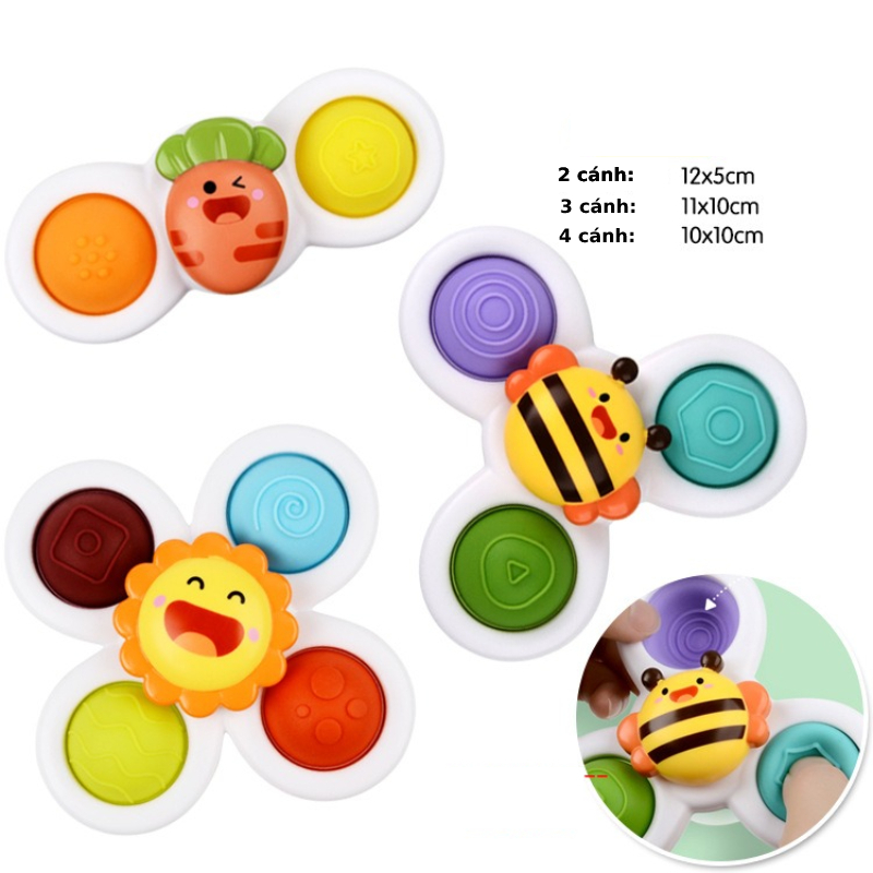 Đồ chơi con quay spinner vui nhộn, con quay spinner gồm 3 chi tiết hình côn trùng dễ thương