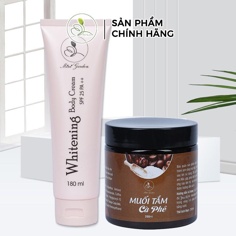 Bộ Chăm Sóc Trắng Da Minigarden (Kem Body Cream SPF 25 PA ++ 180ml + Muối Tắm Cafe 200 gram) 