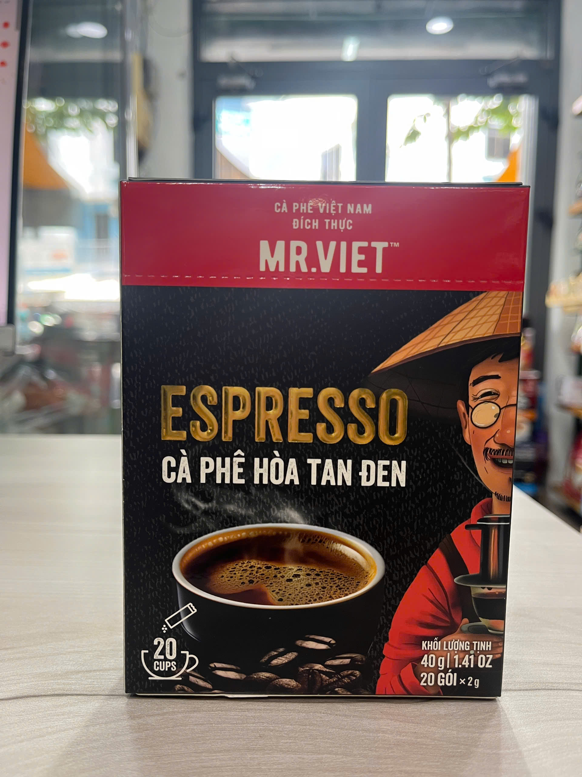 Cà phê Đen Hòa Tan Mr Viet Espresso 40g - Mr Viet Espresso Black Instant Coffee (20 gói x 2g)