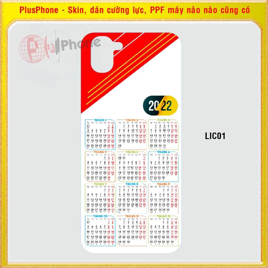 Dán Skin lịch vạn niên cho điện thoại Sharp Aquos R, R2, R3